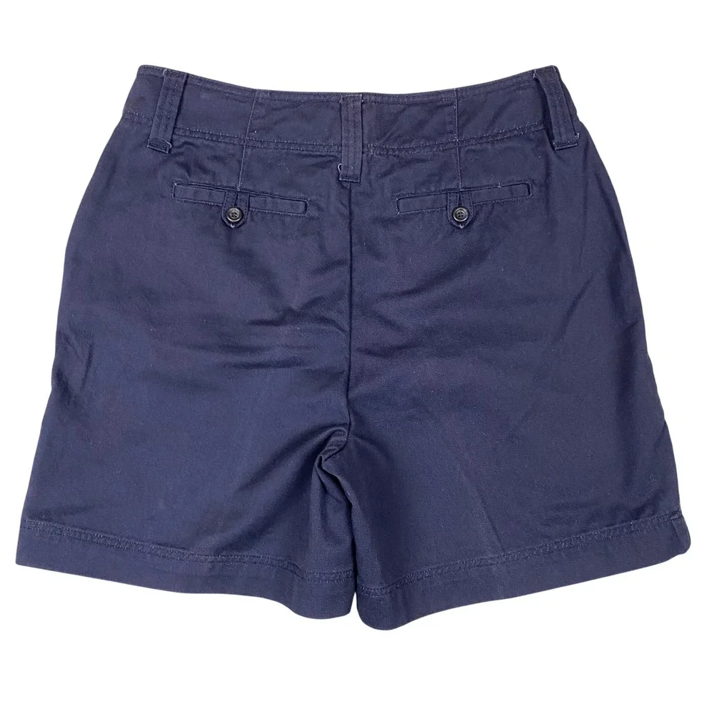 Dockers Favorite Fit Chino Cotton Side Vent Shorts Women 12 Navy Blue